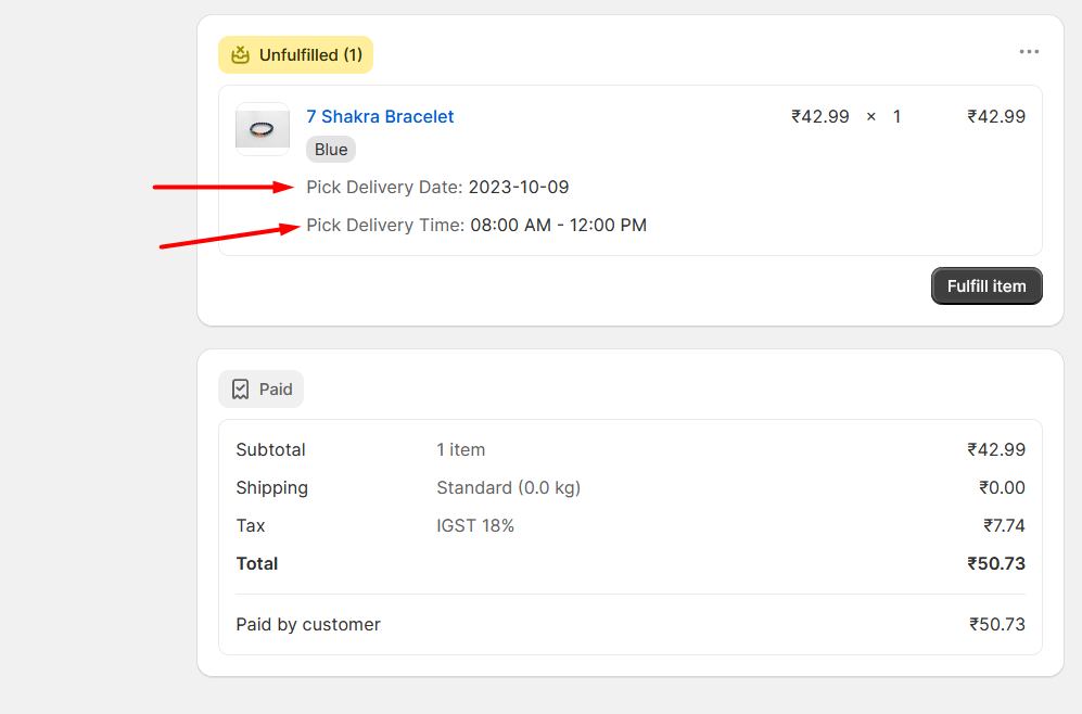 Admin Order Page