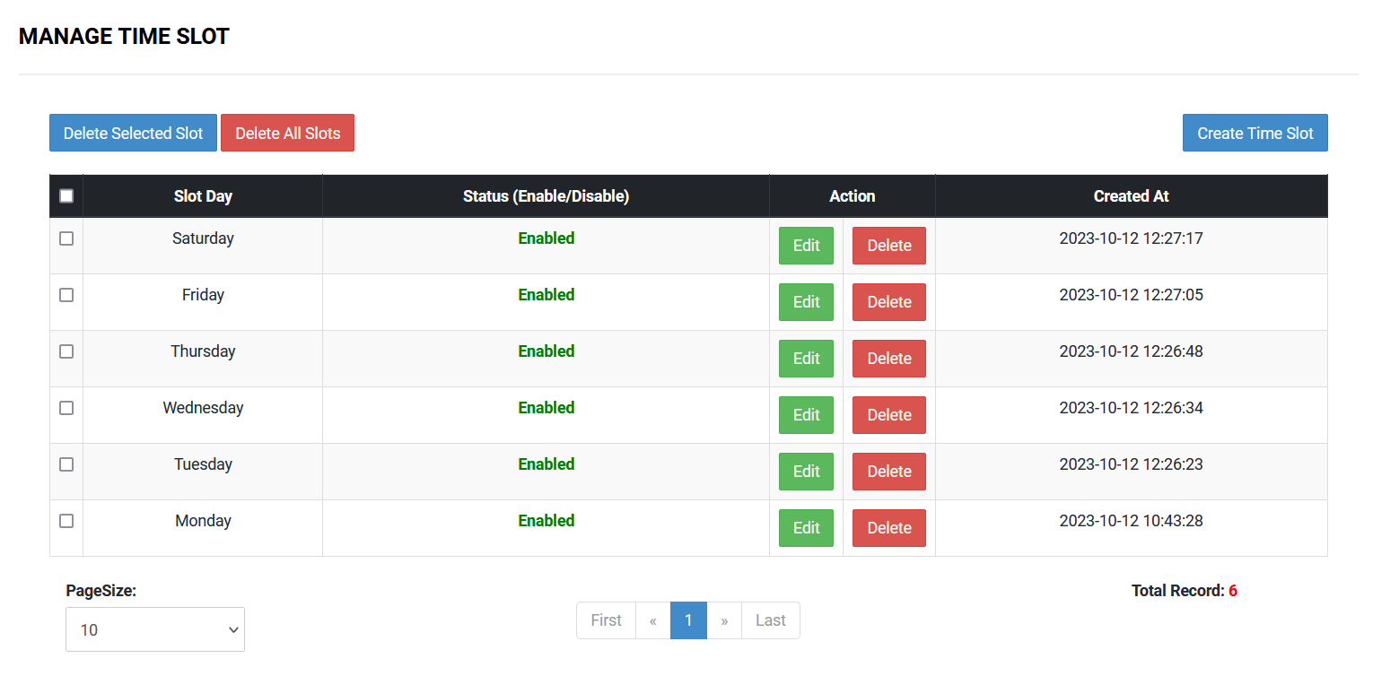 Manage Slot